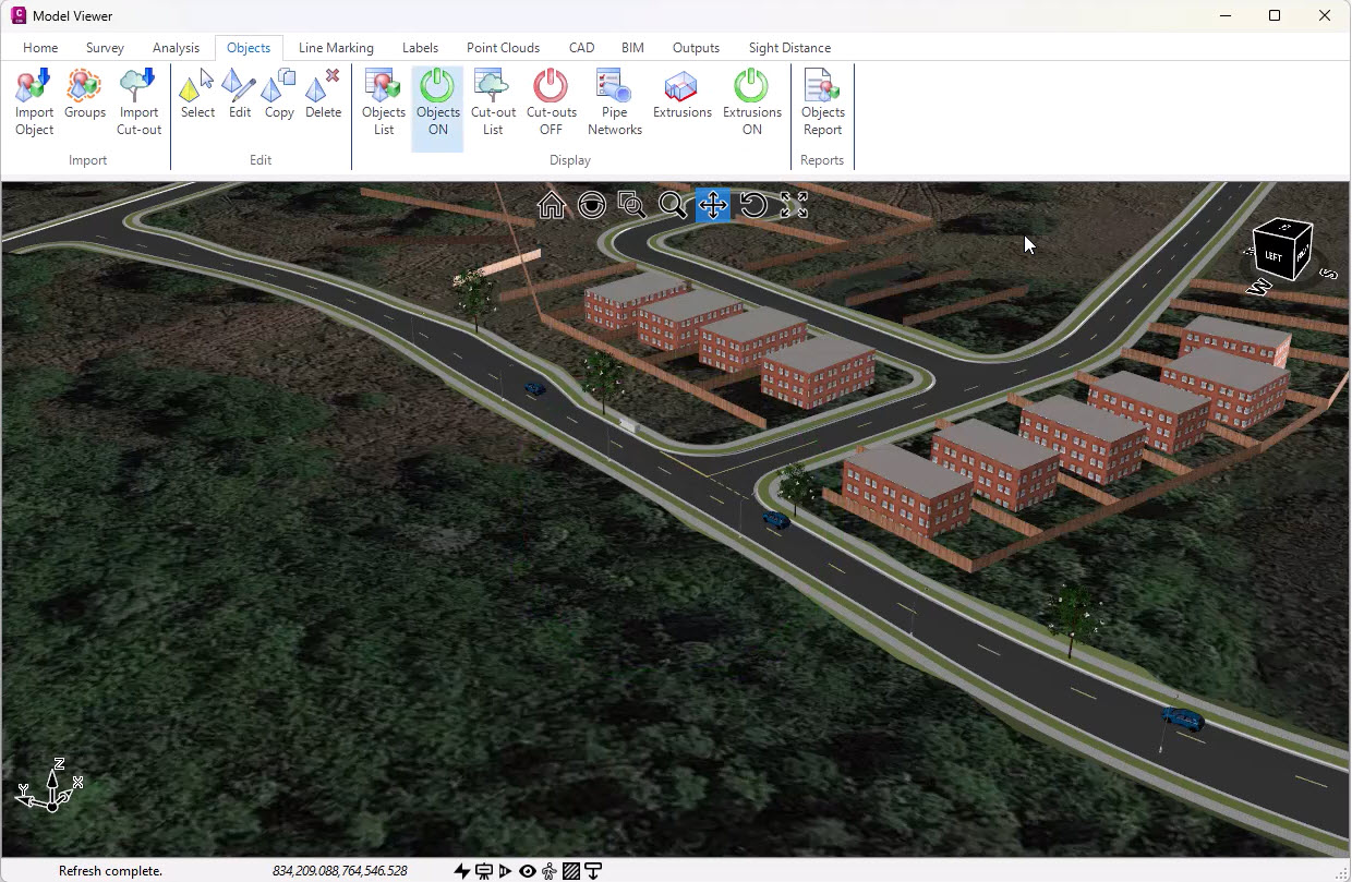 Model Viewer provides a dynamic real time visualization tool as you make design changes. But it is much more allowing you to add objects, line marking, perform drive throughs and line of sight analysis.